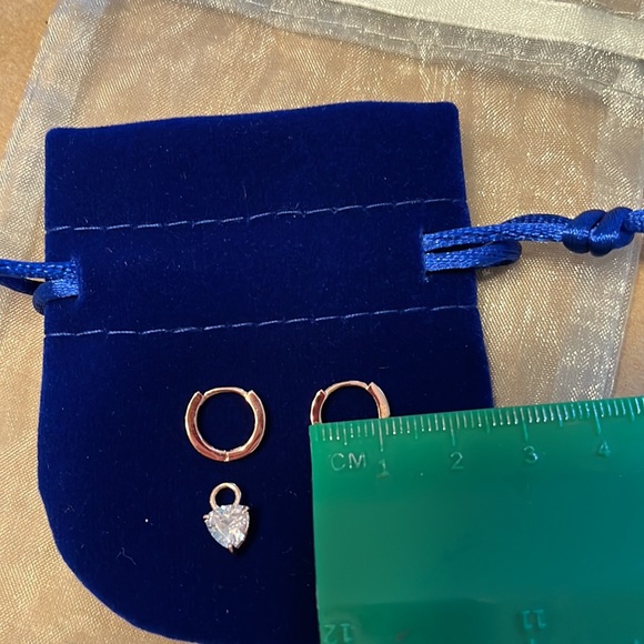 New .925 Sterling Silver Rose Gold CZ Hoop Earrings Interchangeable CZ Charms - Picture 3 of 3